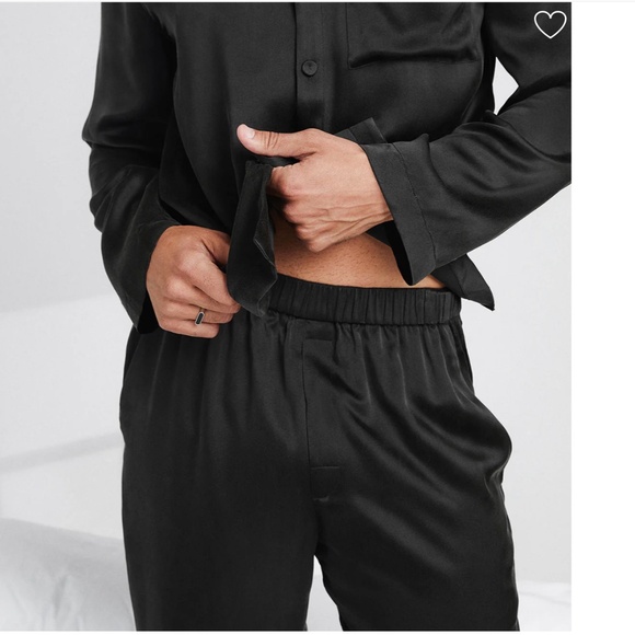 LUNYA BNWT Men's Washable Silk Button Up Set in Immersed Black Size M - Picture 5 of 5